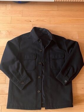 Uniqlo Black Lightweight Shirt Jacket with Chest Flap Pockets - S